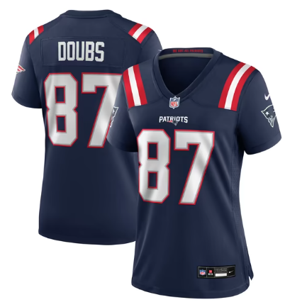 Women's New England Patriots #87 Romeo Doubs Team Game Jersey - Navy