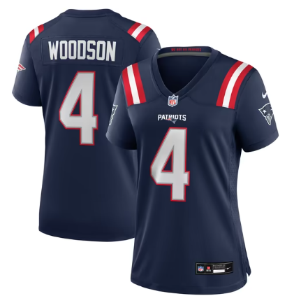 Women's New England Patriots #4 Craig Woodson Team Game Jersey - Navy