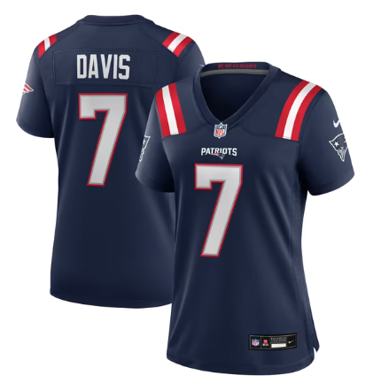 Women's New England Patriots #7 Carlton Davis Team Game Jersey - Navy