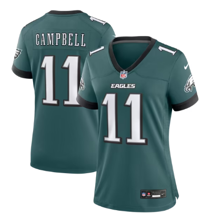 Women's Philadelphia Eagles #11 Jihaad Campbell Game Jersey - Midnight Green