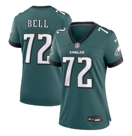 Women's Philadelphia Eagles #72 Markel Bell Game Jersey - Midnight Green