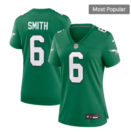 Women's Philadelphia Eagles #6 DeVonta Smith Game Jersey - Kelly Green