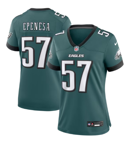 Women's Philadelphia Eagles #57 A.J. Epenesa Game Jersey - Midnight Green