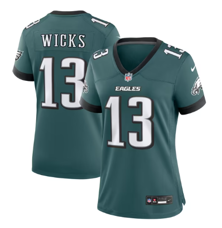 Women's Philadelphia Eagles #13 Dontayvion Wicks Game Jersey - Midnight Green