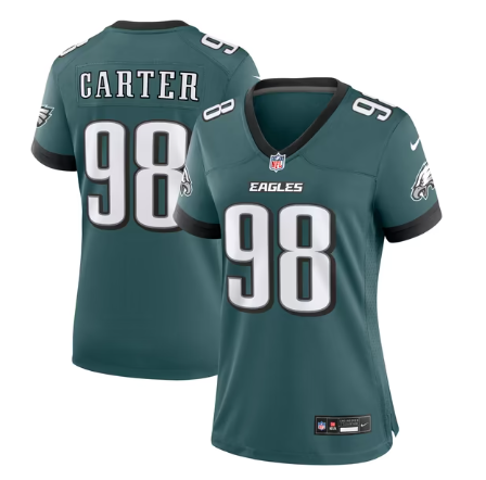 Women's Philadelphia Eagles #98 Jalen Carter Game Jersey - Midnight Green
