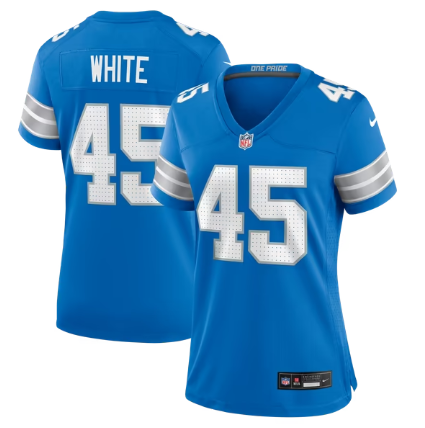 Women's Detroit Lions #45 Devin White Team Game Jersey - Blue