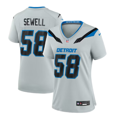 Women's Detroit Lions #58 Penei Sewell 2026 Rivalries Collection Game Jersey - Silver