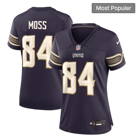 Women's Minnesota Vikings #84 Randy Moss 2026 Rivalries Collection Game Jersey - Purple