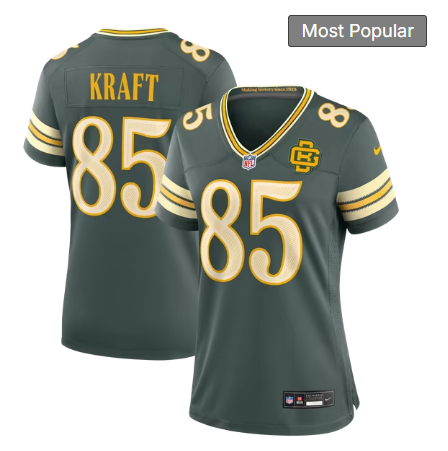 Women's Green Bay Packers #85 Tucker Kraft 2026 Rivalries Collection Game Jersey - Green