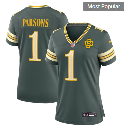 Women's Green Bay Packers #1 Micah Parsons 2026 Rivalries Collection Game Jersey - Green.