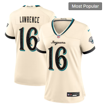 Women's Jacksonville Jaguars #16 Trevor Lawrence 2026 Rivalries Collection Game Jersey - Natural