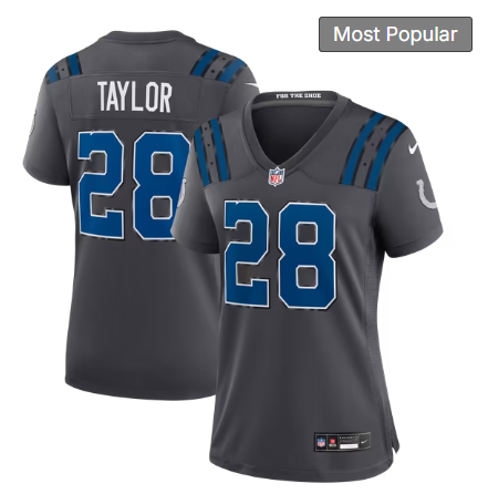Women's Indianapolis Colts #28 Jonathan Taylor 2026 Rivalries Collection Game Jersey - Anthracite