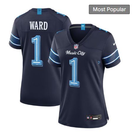 Women's Tennessee Titans #1 Cameron Ward 2026 Rivalries Collection Game Jersey - Navy