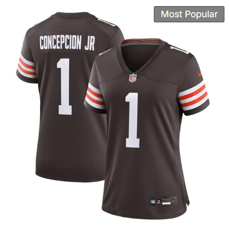 Women's Cleveland Browns #1 KC Concepcion Jr. Team Game Jersey - Brown