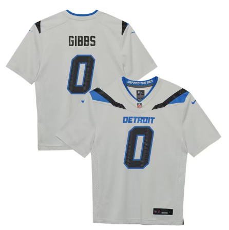 Toddler Detroit Lions #0 Jahmyr Gibbs 2026 Rivalries Collection Game Jersey - Silver