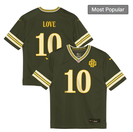 Toddler Green Bay Packers #10 Jordan Love 2026 Rivalries Collection Game Jersey - Green