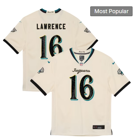 Toddler Jacksonville Jaguars #16 Trevor Lawrence 2026 Rivalries Collection Game Jersey - Natural