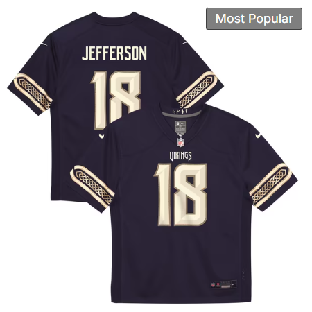 Toddler Minnesota Vikings #18 Justin Jefferson 2026 Rivalries Collection Game Jersey - Purple