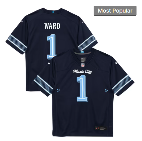 Toddler Tennessee Titans #1 Cameron Ward 2026 Rivalries Collection Game Jersey - Navy
