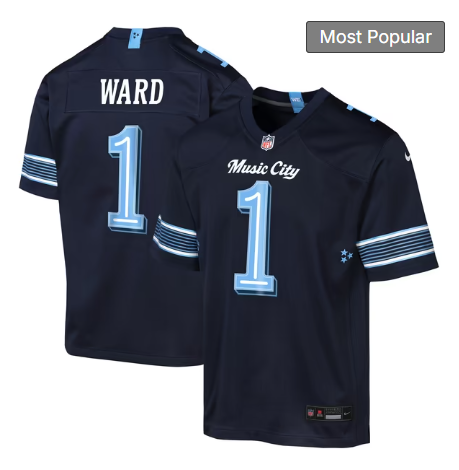 Youth Tennessee Titans #1 Cameron Ward 2026 Rivalries Collection Game Jersey - Navy