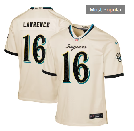 Youth Jacksonville Jaguars #16 Trevor Lawrence 2026 Rivalries Collection Game Jersey - Natural