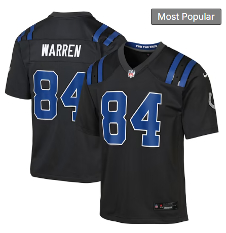 Youth Indianapolis Colts #84 Tyler Warren 2026 Rivalries Collection Game Jersey - Anthracite