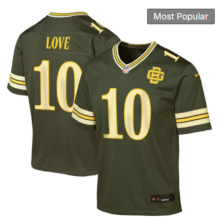 Youth Green Bay Packers #10 Jordan Love 2026 Rivalries Collection Game Jersey - Green