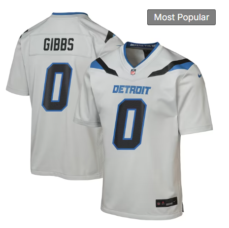Youth Detroit Lions #0 Jahmyr Gibbs 2026 Rivalries Collection Game Jersey - Silver