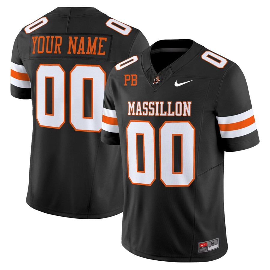 Men & Women & Youth Massillon Tigers Football Custom Jersey Black - All Stitched