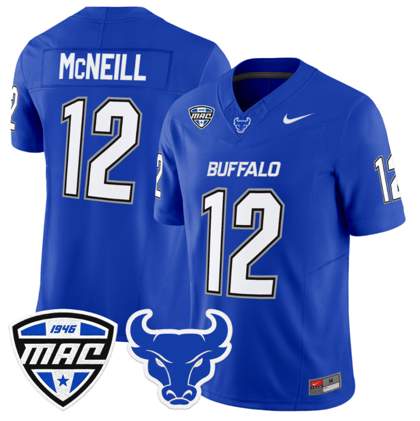 Men & Women & Youth Buffalo Bulls #12 Qur'an Q McNeill 2026 Vapor Limited Custom Jersey Blue - All Stitched