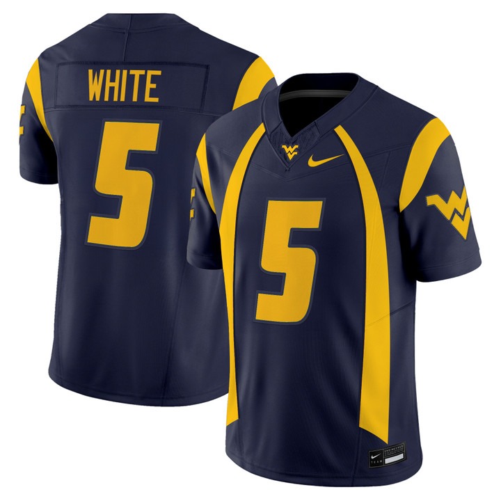 Men & Women & Youth West Virginia Mountaineers #5 Pat White Throwback Vapor Limited Jersey Navy - All Stitched