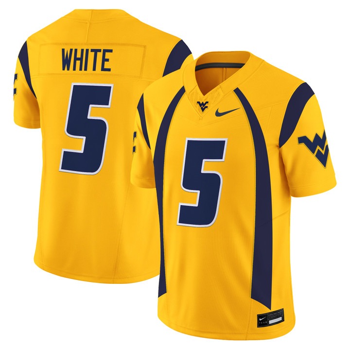 Men & Women & Youth West Virginia Mountaineers #5 Pat White Throwback Vapor Limited Jersey Yellow - All Stitched