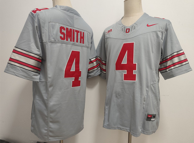 Men's Ohio State Buckeyes #4 Jeremiah Smith Grey F.U.S.E. Limited Stitched Jersey