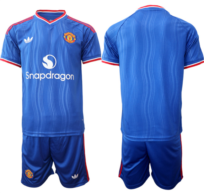 Men's Manchester United Blank 2026-27 Blue Away Soccer Jersey Suit
