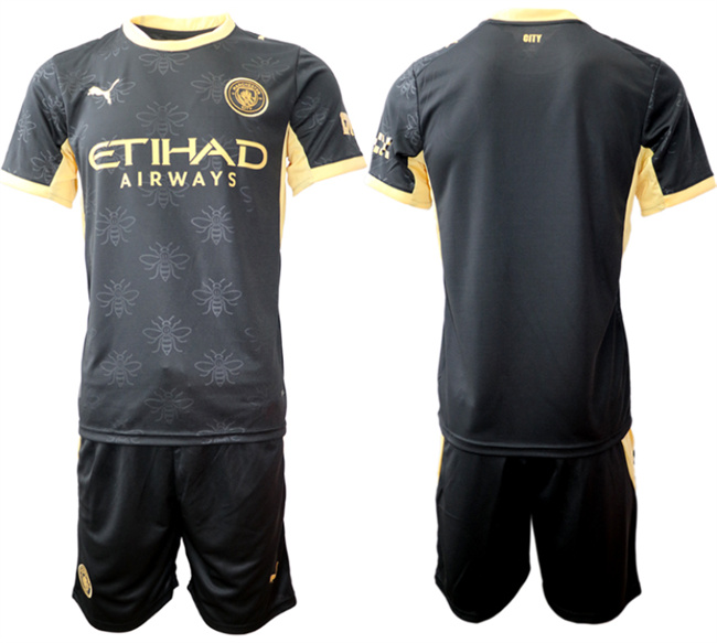 Men's Manchester City Blank 2026-27 Black Away Soccer Jersey Suit