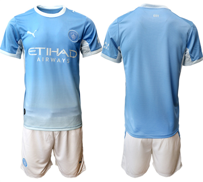 Men's Manchester City Blank 2026-27 Light Blue Home Soccer Jersey Suit