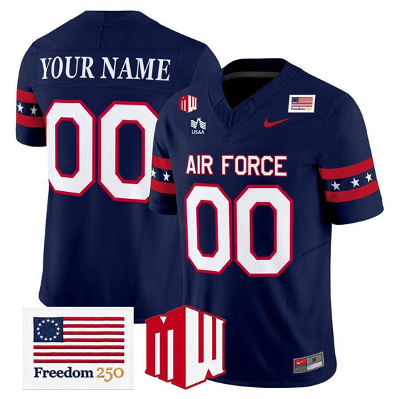Men & Women & Youth Air Force Falcons Custom Navy 2026 F.U.S.E. Freedom 250 Vapor Limited Stitched Jersey