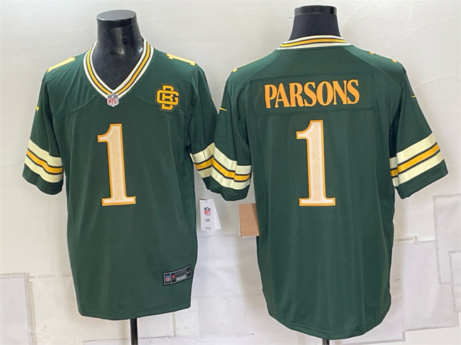 Men's Green Bay Packers #1 Micah Parsons Dark Green 2026 Rivalries Collection Limited Stitched Game Jersey