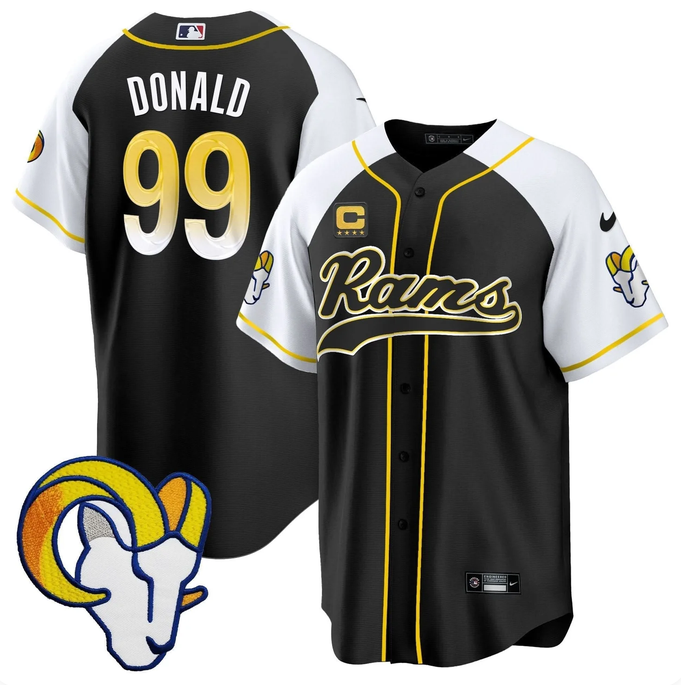 Men & Women & Youth Los Angeles Rams #99 Aaron Donald Black Alternate With 4-Star C Patch Stitched Baseball Jersey