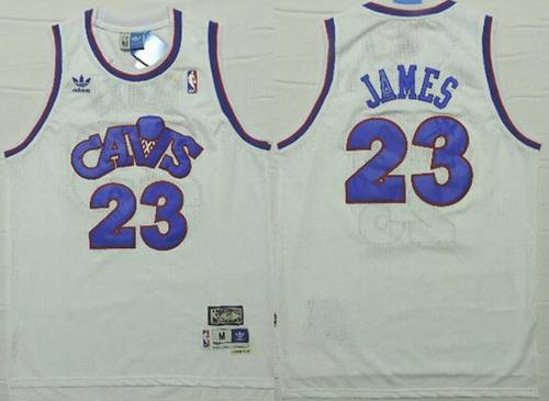 Cleveland Cavaliers #23 LeBron James Cav White With Blue Swingman Throwback Jersey