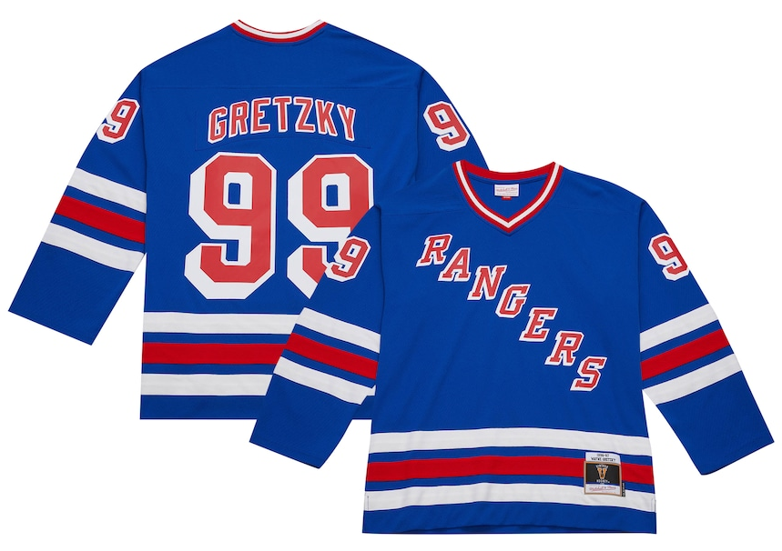Men's New York Rangers #99 Wayne Gretzky Blue 1996-97 Blue Line Player Throwback Stitched Jersey