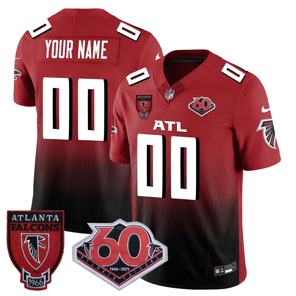 Atlanta Falcons Custom Nike 60th Season Patch Red Vapor Limited Stitched NFL Jersey