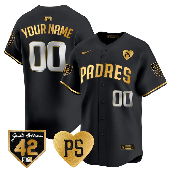San Diego Padres Black Gold “For Peter” & Robinson Patch Vapor Premier Limited Custom Jersey – All Stitched
