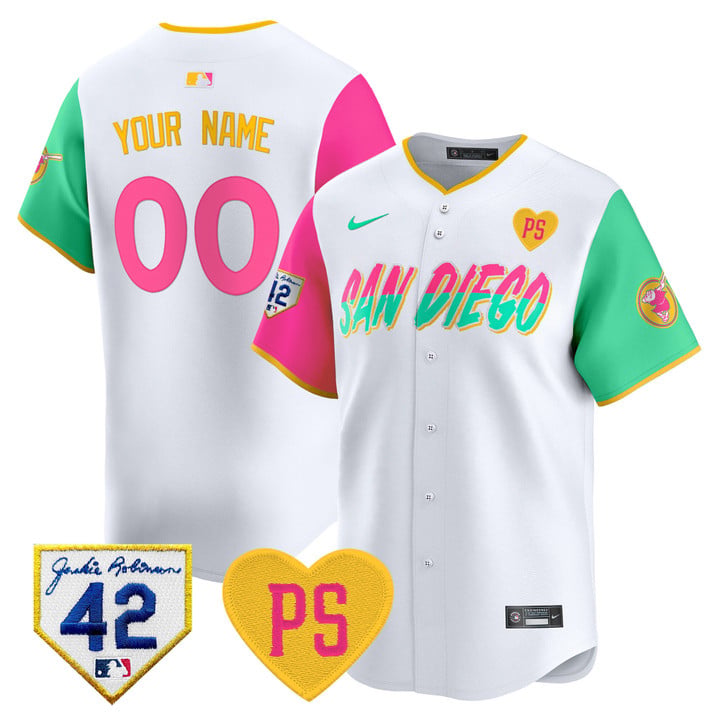 San Diego Padres City Connect “For Peter” & Robinson Patch Vapor Premier Limited Custom Jersey – All Stitched